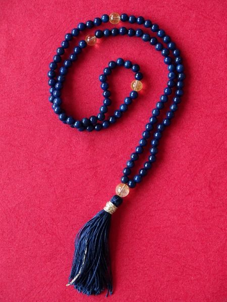 Lapis lazuli i citrin, ogrlica - tradicionalni stil izrade